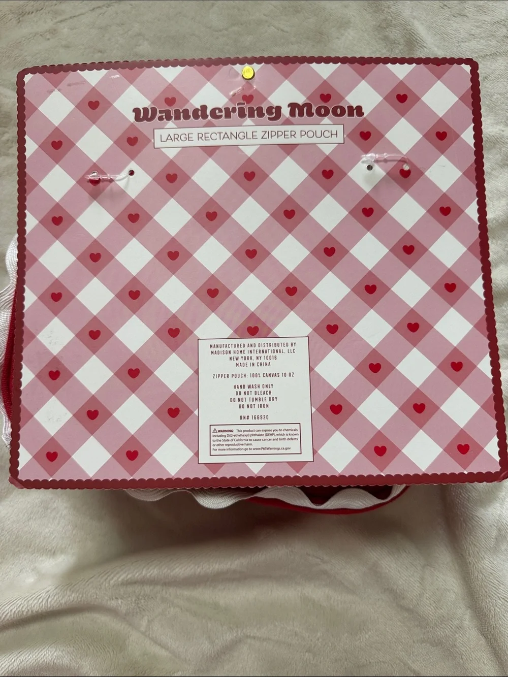 Red Large Rectangle Zipper Pouch from Wondering Moon (Brand New)